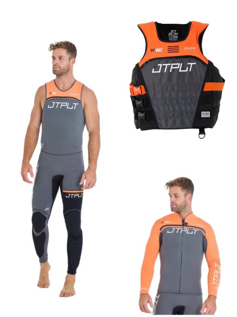 杰派乐Jetpilot 新款比赛专用赛艇服橙灰色 三件套带背板 S M L XL XXL